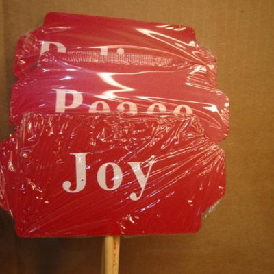 Sale Photo Thumbnail #533: New in package 3 yard signs "Believe", "Peace" & "Joy" all 17" tall, 1 new metal truck sign, 1 is 21" "It's the Most Wonderful Time of the Year