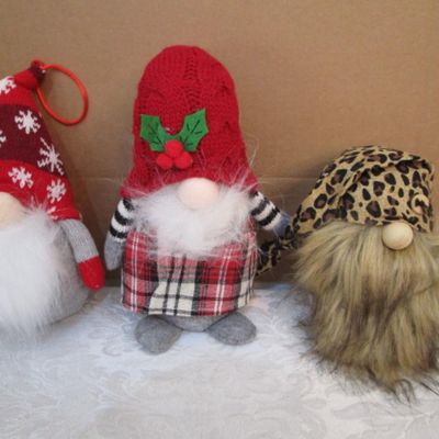 Sale Photo Thumbnail #912: Light-up gnome is 9" tall, plaid-dressed gnome is 8-1/2" tall, wildman gnome is 6-1/2" tall, See pictures