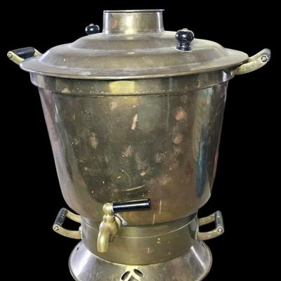 Sale Photo Thumbnail #54: Brass Samovar-Style Drink Dispenser.                           