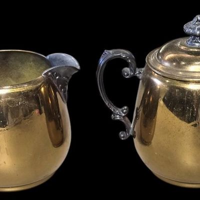 Sale Photo Thumbnail #188:  Wm Rogers Gold-Tone Creamer and Covered Sugar.                           