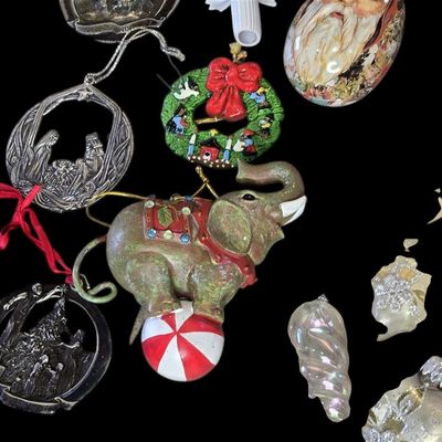 Sale Photo Thumbnail #291:  Lot of Heart and Mixed Christmas Ornaments.                           