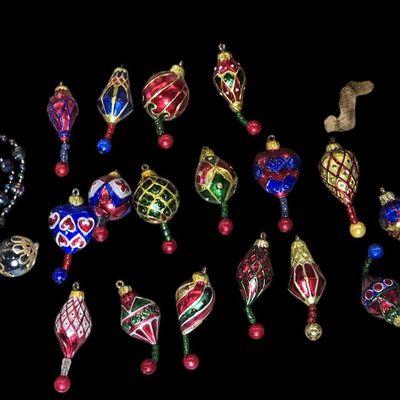 Sale Photo Thumbnail #306:  Lot of Christmas Ornaments including Elf and Bears.                           