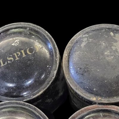 Sale Photo Thumbnail #344:  Metal Spice Box with Six Tins.                           