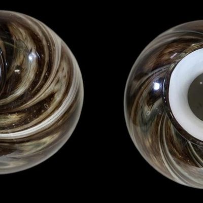 Sale Photo Thumbnail #356:  Pair of Burton + Burton Swirl Glass Vases.                           