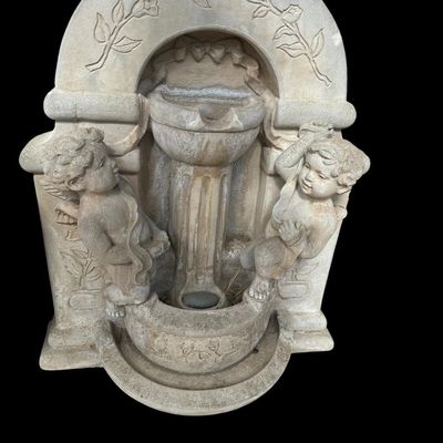 Sale Photo Thumbnail #390: Traditional footed cast stone/concrete urn planter featuring wide gadrooned/fluted body bowl and square pedestal base.  