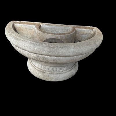 Sale Photo Thumbnail #391: Traditional footed cast stone/concrete urn planter featuring wide gadrooned/fluted body bowl and square pedestal base.  