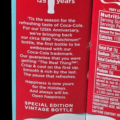 Sale Photo Thumbnail #410:  Coca-Cola 125th Anniversary Hutchinson 4-Pack.                           
