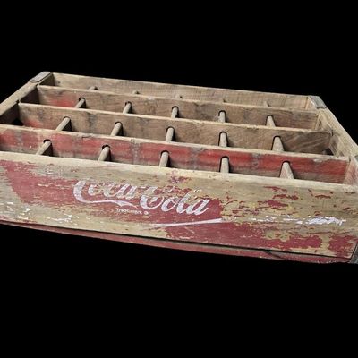 Sale Photo Thumbnail #423:  Wooden Coca-Cola Bottle Crate  Red.                           