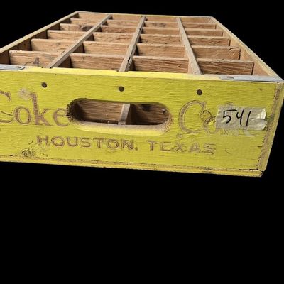 Sale Photo Thumbnail #431:  Wooden Coca-Cola Bottle Crate  Yellow.                           