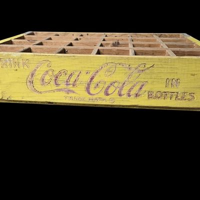 Sale Photo Thumbnail #430:  Wooden Coca-Cola Bottle Crate  Yellow.                           