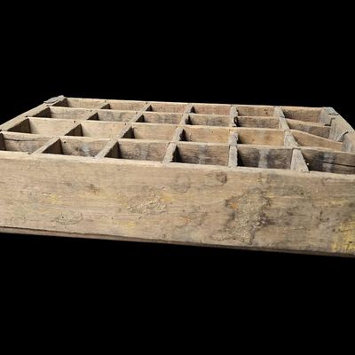 Sale Photo Thumbnail #435:  Wooden Coca-Cola Bottle Crate  Worn Yellow.                           