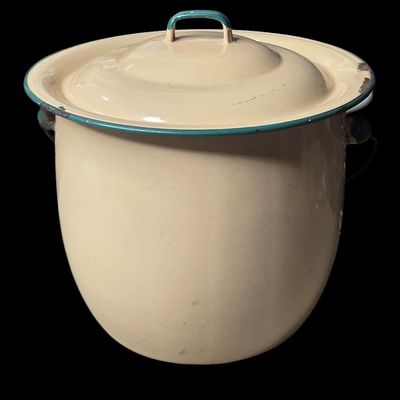 Sale Photo Thumbnail #514:  Enamel Chamber Pot with Lid.                           