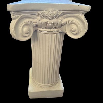 Sale Photo Thumbnail #653: 29"T × 15"W Decorative plaster or composite column pedestal with Corinthian-style capital. Measurements: 29" tall × 15" wide. Suitable for display. Local   only.  