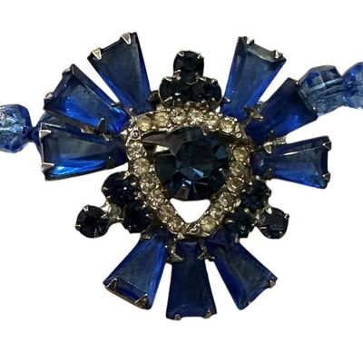 Sale Photo Thumbnail #673:  Blue Crystal Necklace with Pin Pendant.                           