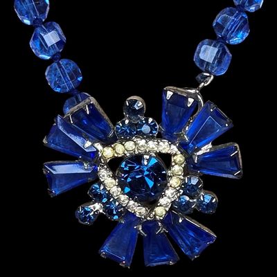 Sale Photo Thumbnail #669:  Blue Crystal Necklace with Pin Pendant.                           