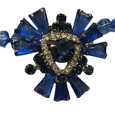 Sale Photo Thumbnail #677:  Blue Crystal Necklace with Pin Pendant.                           