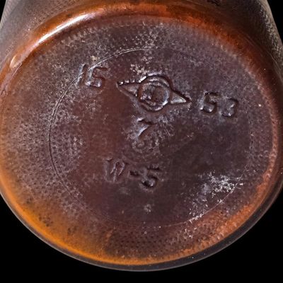 Sale Photo Thumbnail #821:  Purex amber bleach bottle. Owens-Illinois base 15 I 53 — 1953.                           