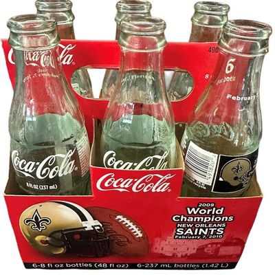Sale Photo Thumbnail #862:  2009 New Orleans Saints World Champions Coca-Cola 6-pack carrier.