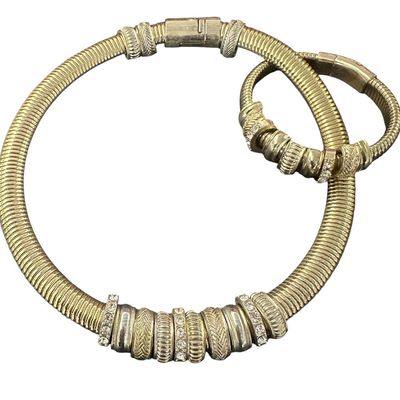 Sale Photo Thumbnail #877:  Gold-tone necklace / bracelet.                           