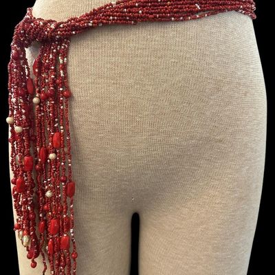Sale Photo Thumbnail #881:  Red multi-strand belt.                           