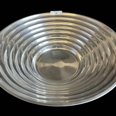 Sale Photo Thumbnail #928:  Metal Bowl With Ribbed Design  14 x 4 Inches.                           