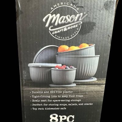 Sale Photo Thumbnail #999:  Mason Craft & More 8-Piece Nesting Bowl Set With Lids.                           