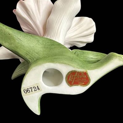 Sale Photo Thumbnail #1046:  Lefton 4.5-Inch Porcelain Orchid Flower Figurine with Original Sticker.                           