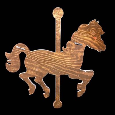 Sale Photo Thumbnail #1081:  Wood Cutout Carousel Horse Decor  27 x 29.5 Inches.                           