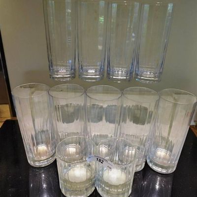 Sale Photo Thumbnail #1090:  Clear Glass Tumblers  Possible Ellesse Design.                           
