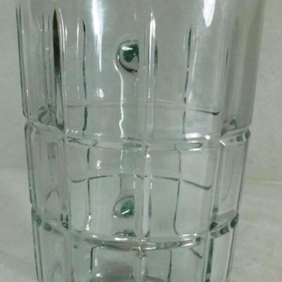 Sale Photo Thumbnail #1103:  Clear Glass Pitcher With Grid Design  9.5 Inches.                           