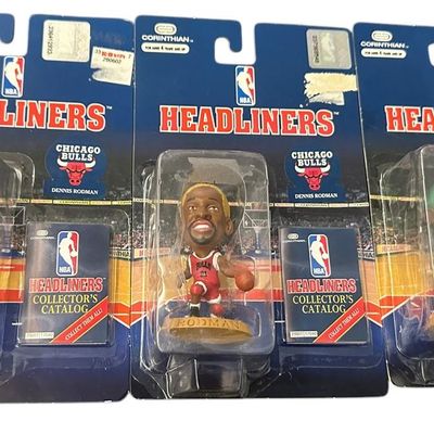 Sale Photo Thumbnail #1128:  Three Dennis Rodman Headliners  three hair colors. Keep together.                           