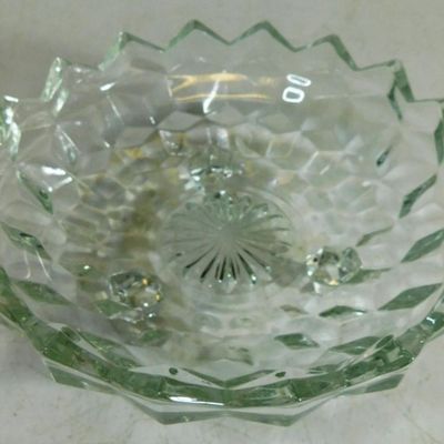Sale Photo Thumbnail #1159:  American Fostoria 3-Piece Glass Set With Divided and Footed Bowls.                           