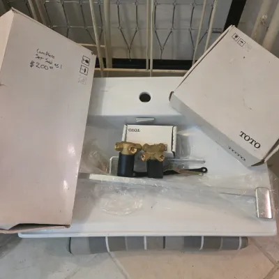 Sale Photo Thumbnail #51: Toto bathroom sink basin with plumbing hardware and original boxes.