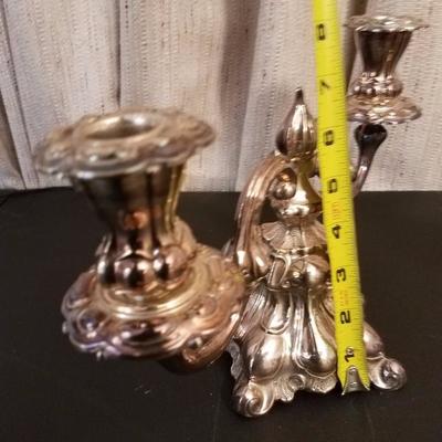 Lot-37 Pair of 8"  2-Candle Candelabra Silver Plate