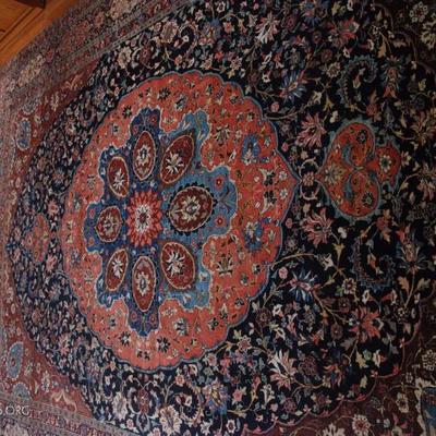 Lot-142 Large Khorassan Area Rug W/ Pink Medallion on Marine Background