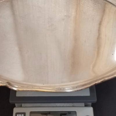Lot-75 15 1/2" Silver Round Serving Platter Stamped 800