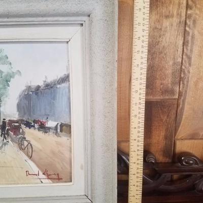 Lot-21 Small Vintage Wooden Framed Paris 1950 Painting Artist Signed