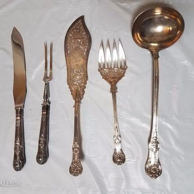 Lot-65 5 Pc Fork, Knife, & Spoon Lot Silver Plate WT