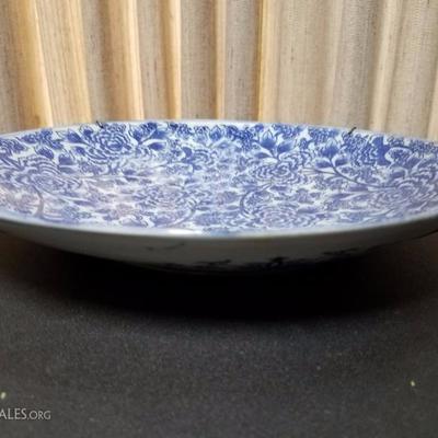 Lot-122 Large Asian Blue Plate #2 Flower Pattern 13"