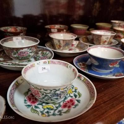 Lot-114 Set of 19 Mini Decorative Asian Tea Cup/Saucer  