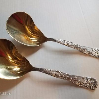 Tiffany & Co Serving Spoons Sterling Grapes Pair 