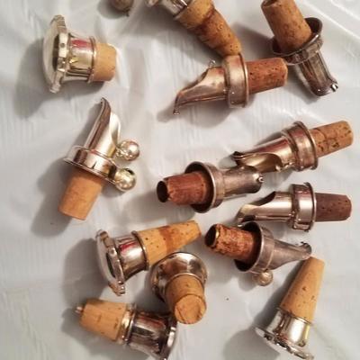 Lot-163 Alcohol Spout Lot 800 Stamped Silver W/ Corks