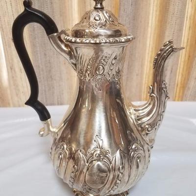 Lot-81 Warranted Silver Black Handled Teapot 1204