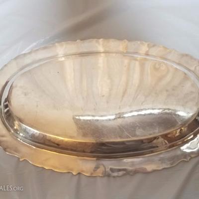 Lot-82 17" Silver Serving Platter Stamped 900