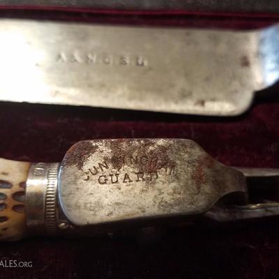 Lot-60 Stag Set Knife & Fork 4 Pc in Case A&N.C.S.L.