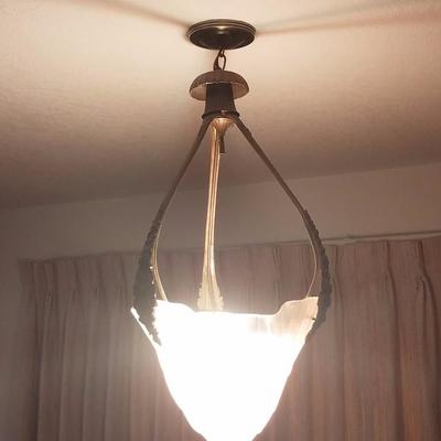 Lot-43 Triple Arm Hanging Glass Art Deco Ceiling Light