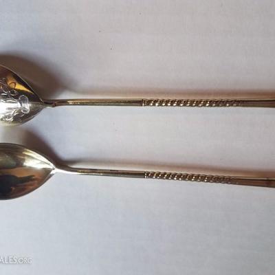 Lot-48 Set of 12 Stamped 84 Silver Spoons Au Gant Rouge in Case