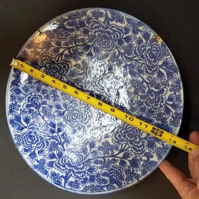Lot-122 Large Asian Blue Plate #2 Flower Pattern 13"