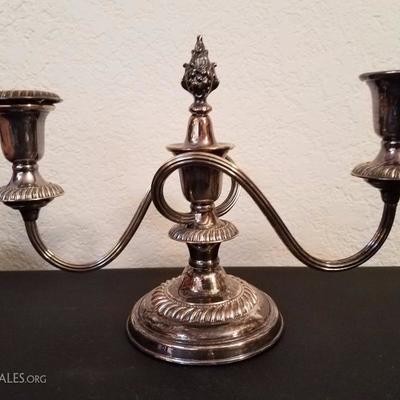 Lot-39 Twisted 2 Candle Candelabra Silver Plate Pair of 2
