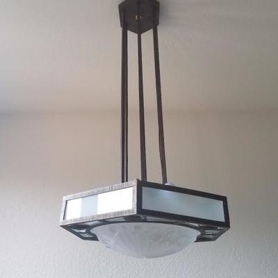 Lot-42 Hanging Hardwired Glass Light W/ Metal Framing